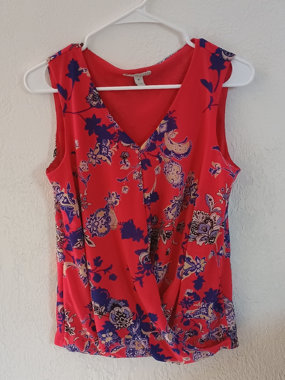 Dana Buchman Pink Floral Tie-Front Sleeveless Camisole